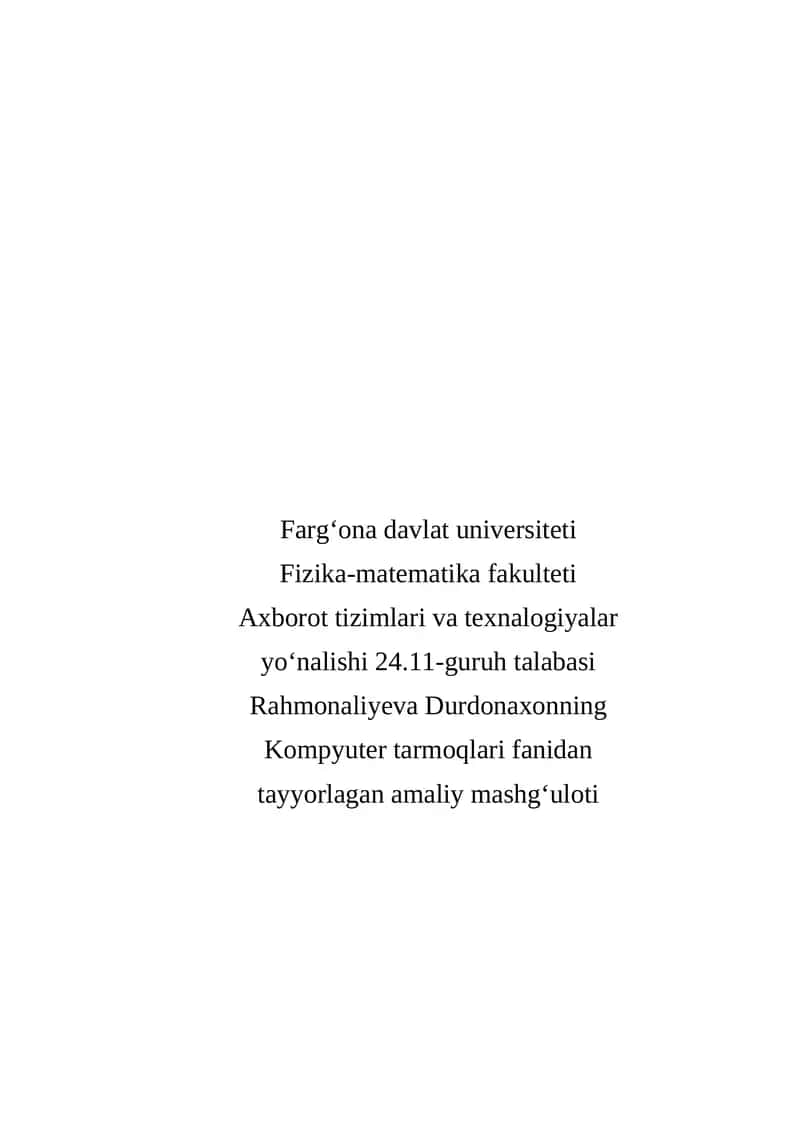 Tarmoq qurilmalari va ularning vazifalari