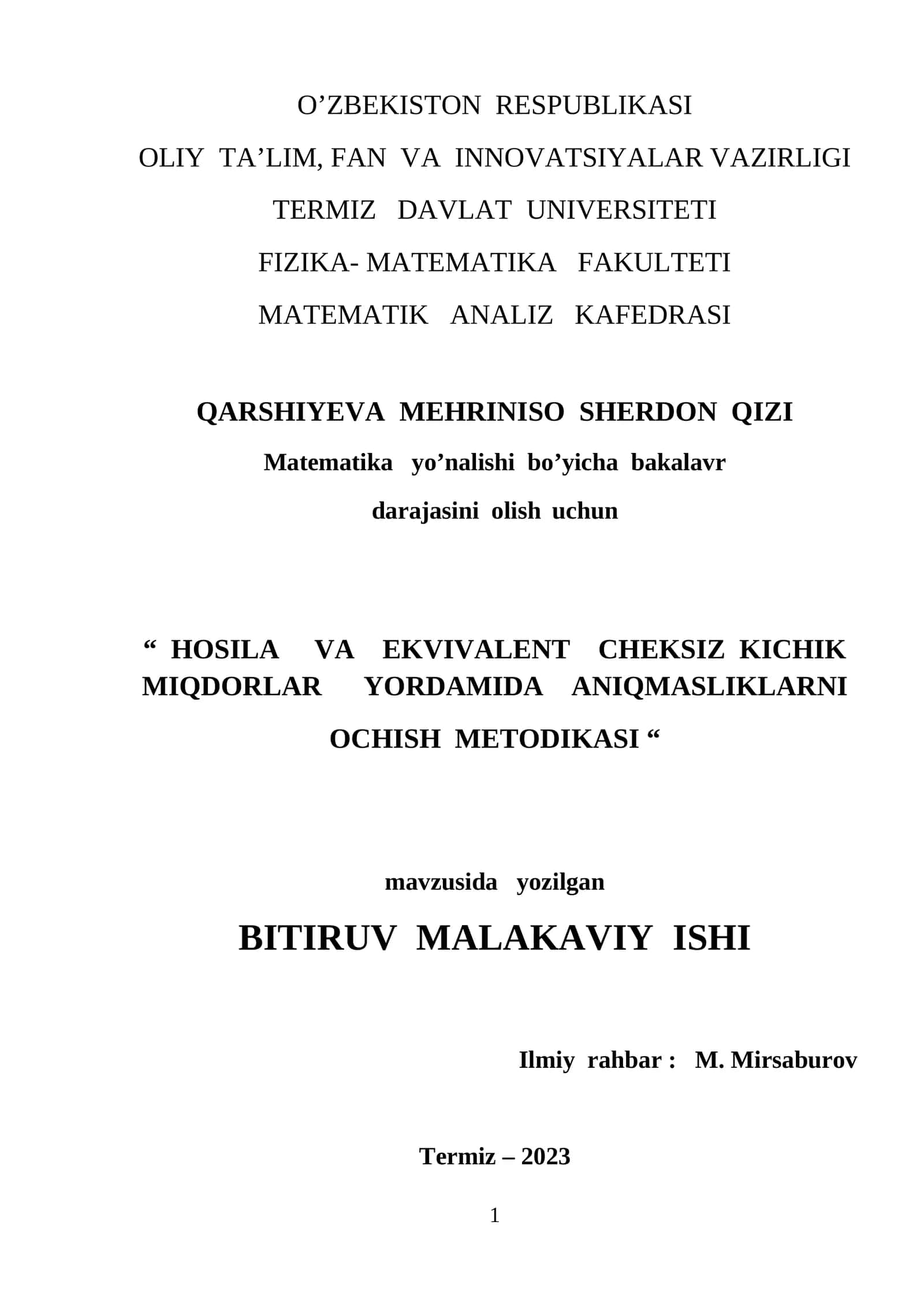 Aniqmasliklarni Ochish Metodikasi