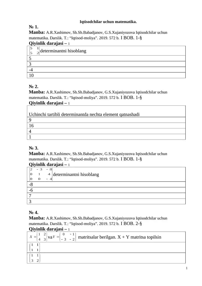 Iqtisodchilar uchun matematika