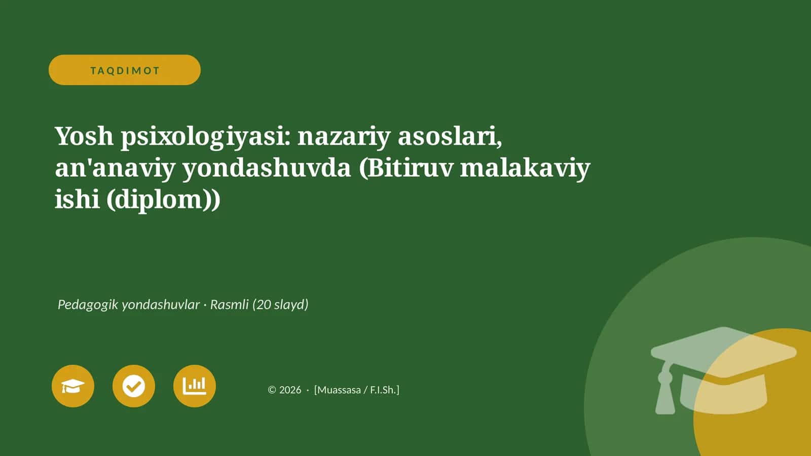 Yosh psixologiyasi: nazariy asoslari, an'anaviy yondashuvda (Bitiruv malakaviy ishi (diplom))