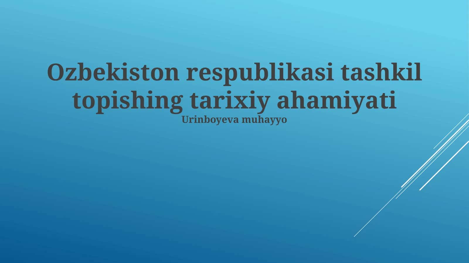 Milliy qadriyatlarni tiklash va rivojlantirish