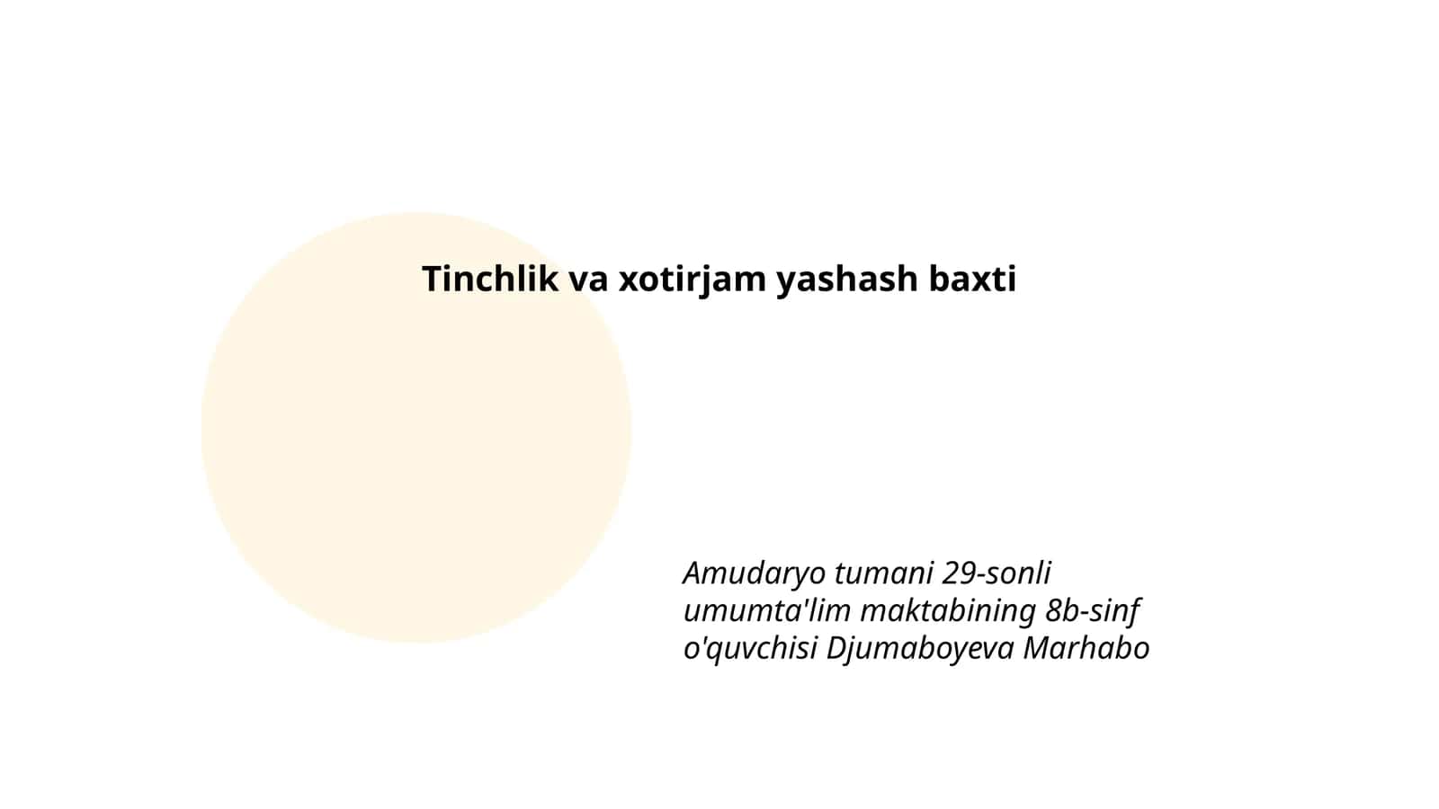 Oilaviy tinchlik va xotirjamlik