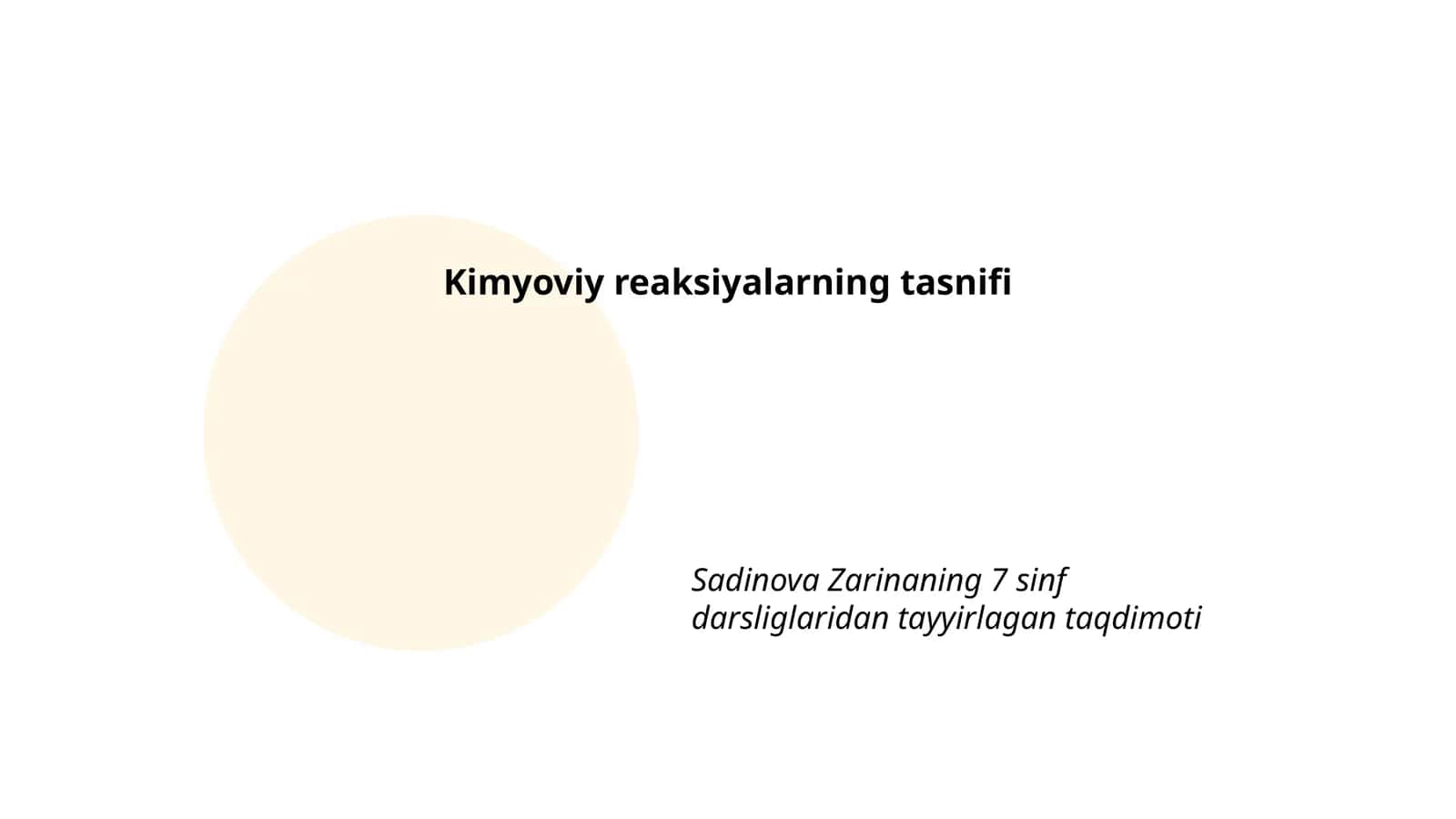 Kimyoviy reaksiyalarning tasnifi