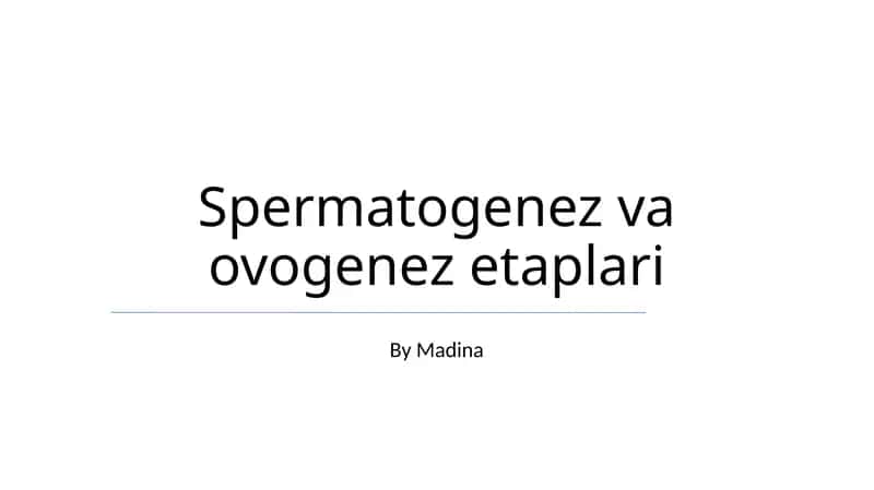 Spermatogenez va ovogenez etaplari