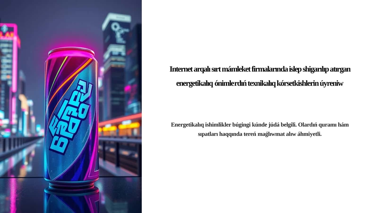 Internet arqalı sırt mámleket firmalarında islep shigarılıp atırgan energetikalıq ónimlerdıń texnikalıq kórsetkishlerin úyreniw