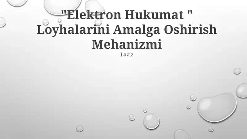 Elektron Hukumat " Loyhalarini Amalga Oshirish Mehanizmi