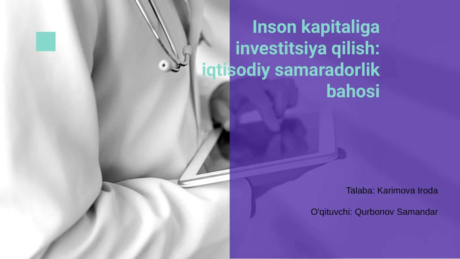 Inson kapitaliga investitsiya qilish: iqtisodiy samaradorlik bahosi