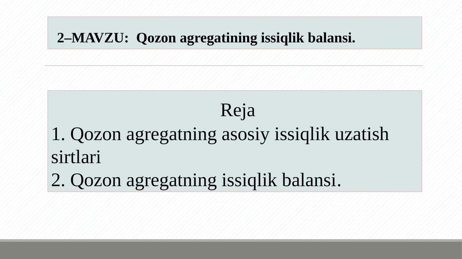 Qozonagregatining issiqlik balansi