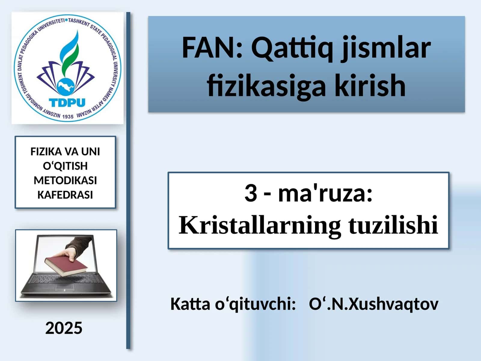 Kristallarning tuzilishi