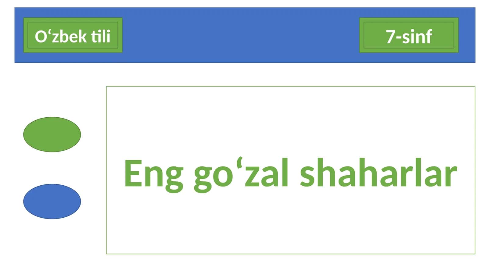 7-sinf O'zbek tili dars ishlanma. Eng go'zal shaharlar