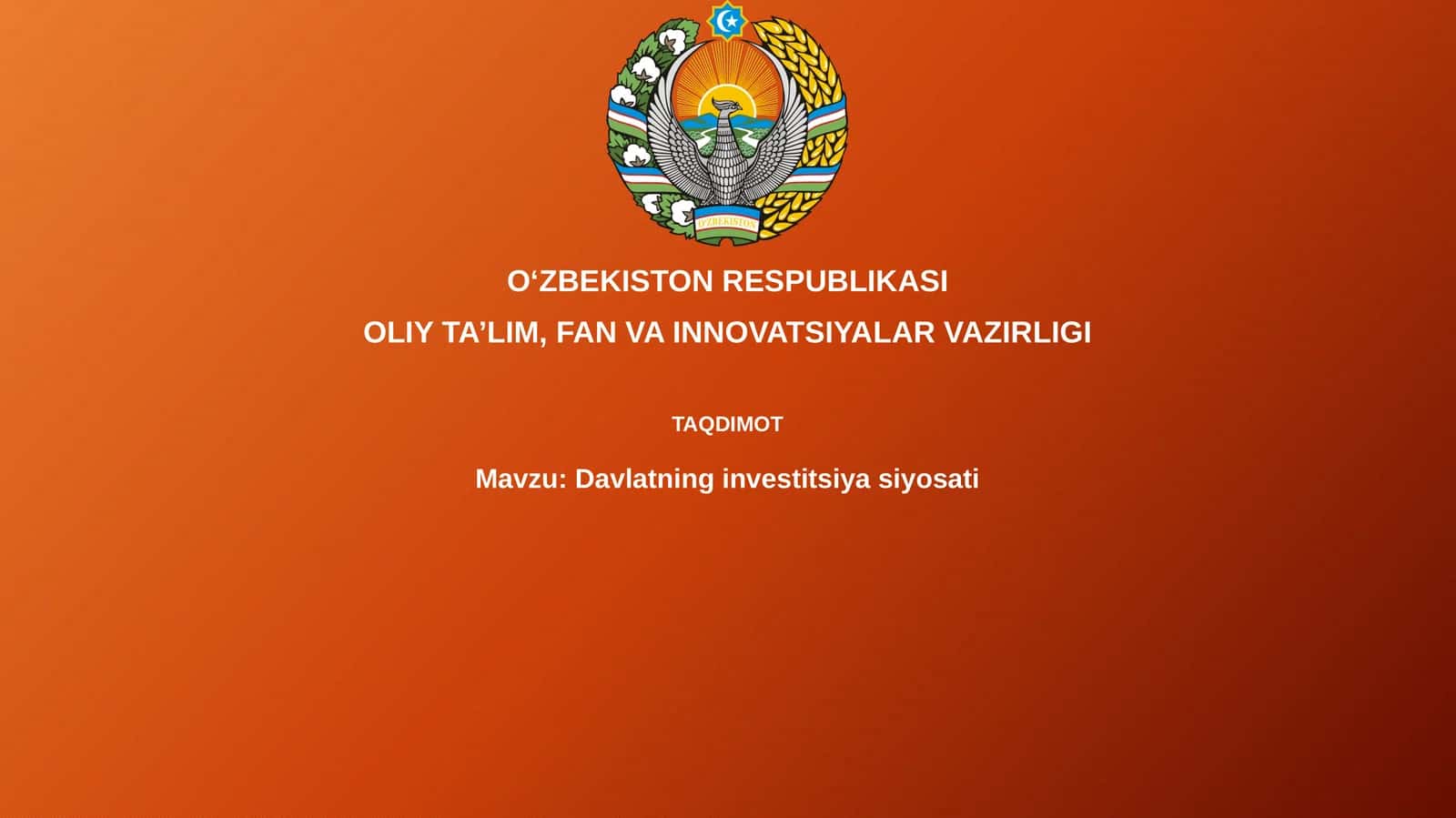 Davlatning investitsiyasiyosati