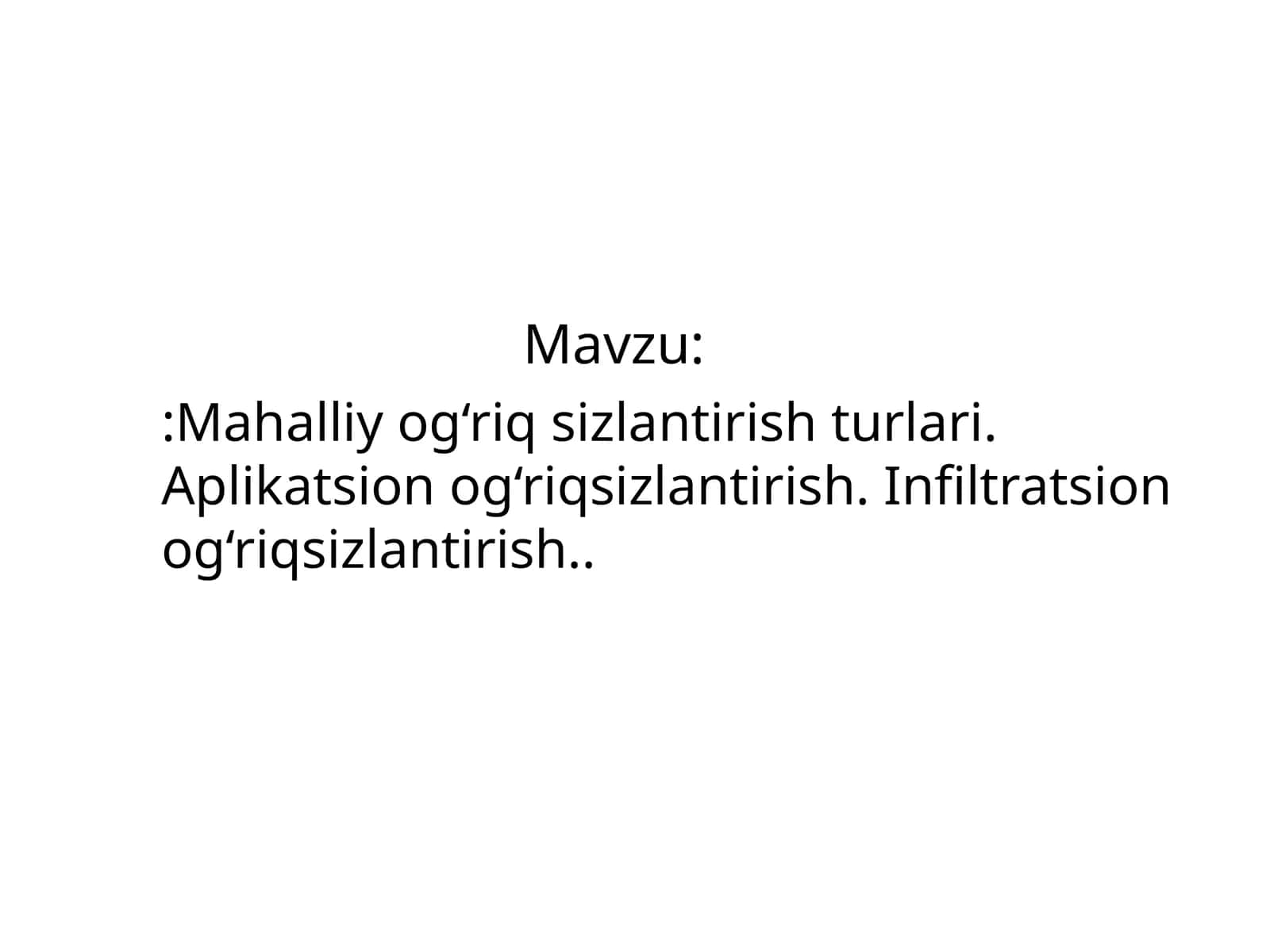 MAHALIY ANESTEZIYA