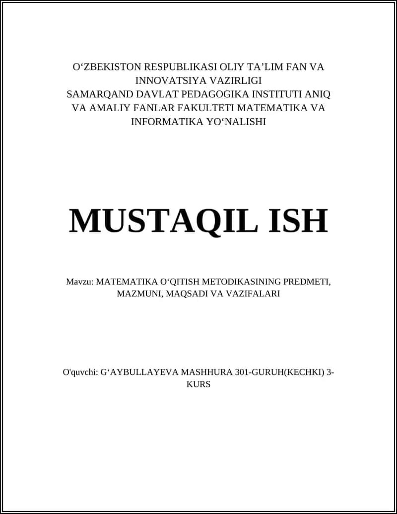 Matematika oʻqitish metodikasi