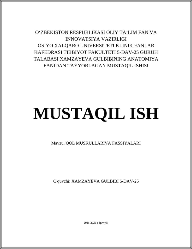 QÕL MUSKULLARIVA FASSIYALARI
