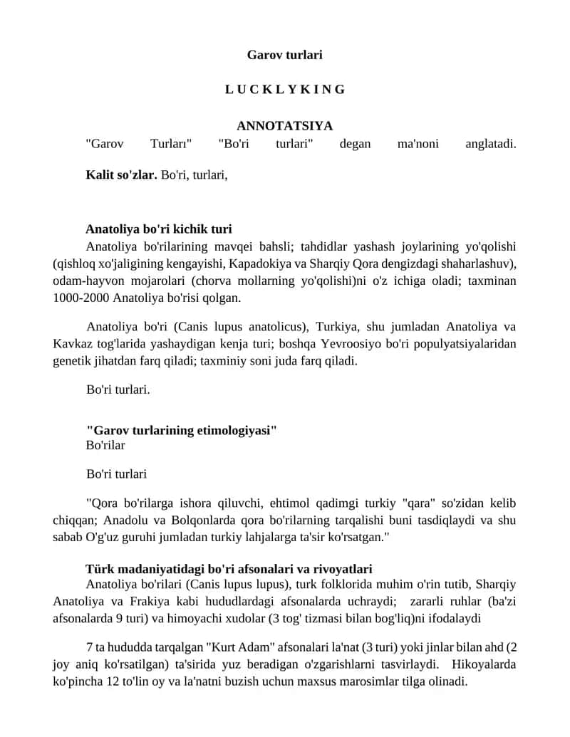 Garov turlari