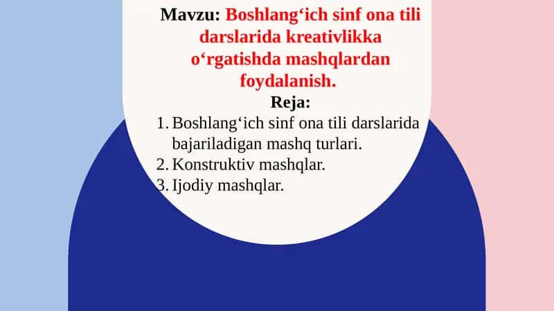 Boshlang'ich sinf ona tili darslarida kreativlikka o‘rgatish