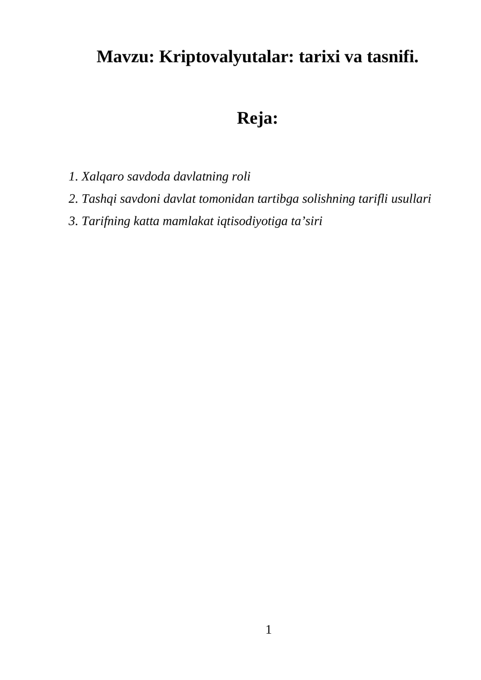 Kriptovalyutalar: tarixi va tasnifi