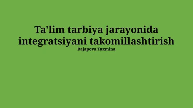 Integratsiyani takomillashtirish