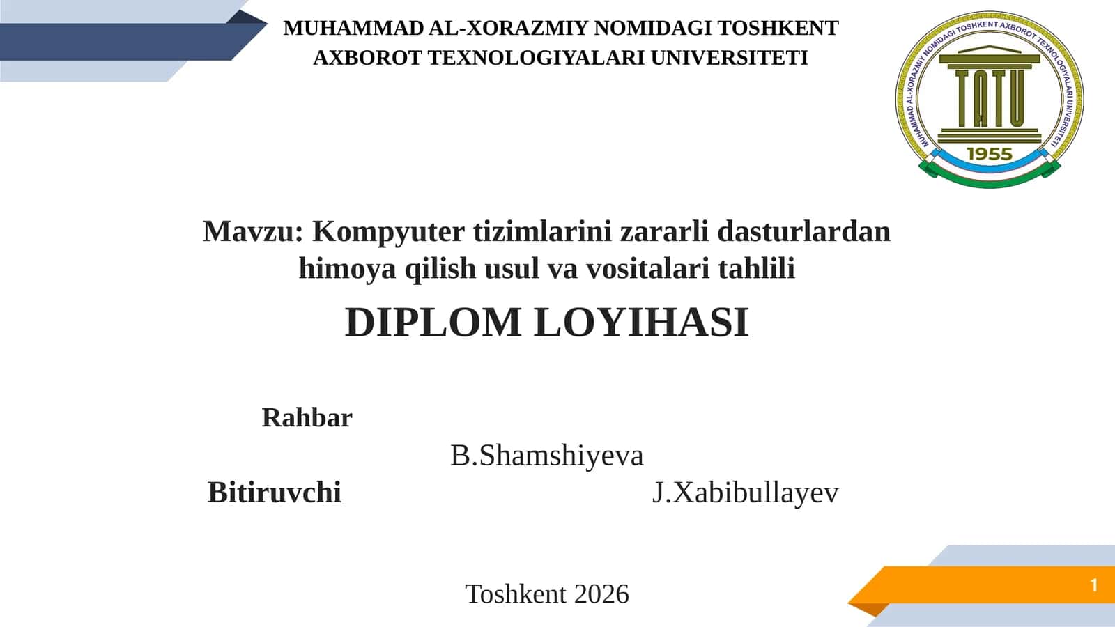 Kompyuter tizimlarini zararli dasturlardan himoya qilish usul va vositalari tahlili