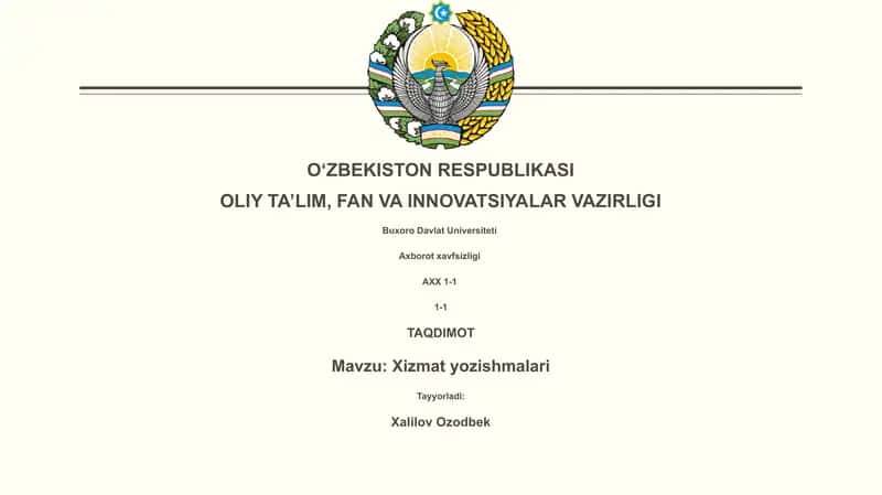 Xizmat yozishmalari