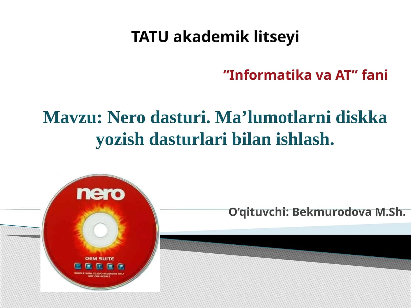 Nerodasturi.Ma’lumotlarnidiskkayozishdasturlaribilanishlash