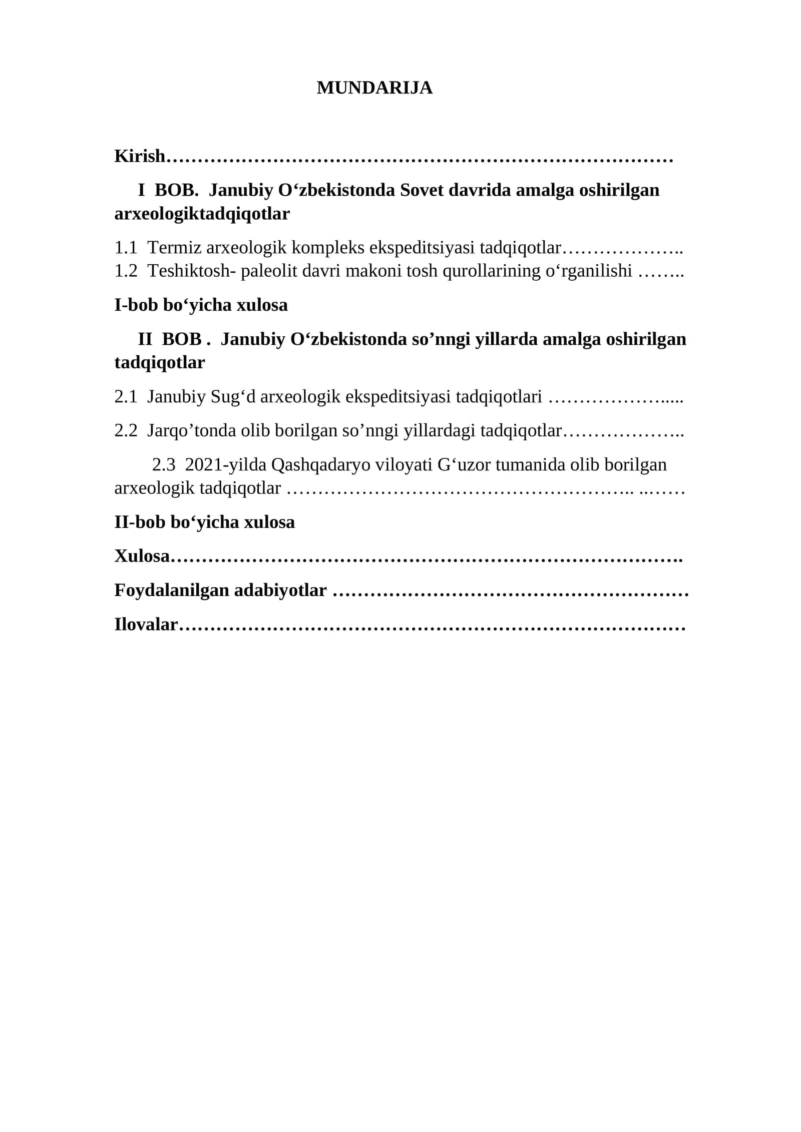 Janubiy Oʻzbekistonda amalga oshirilgan arxeologik tadqiqotlar