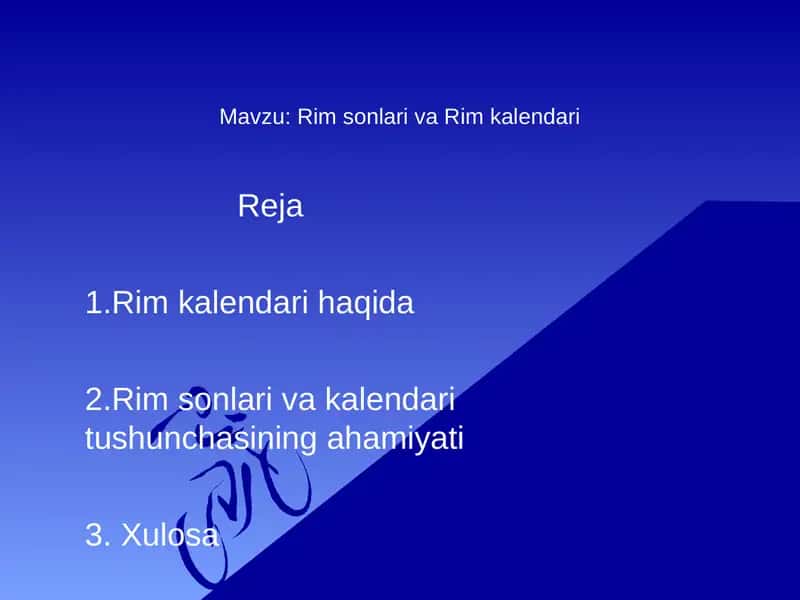 Rim sonlari va Rim kalendari
