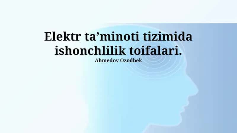 Elektr ta’minoti tizimida ishonchlilik toifalari