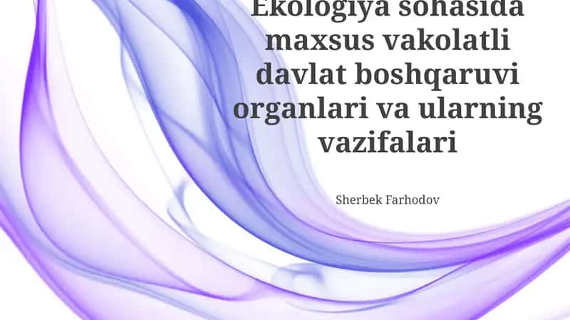 Ekologiya sohasida maxsus vakolatli davlat boshqaruvi organlari va ularning vazifalari