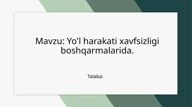 Yo'lharakati qoidalariga rioya qiling