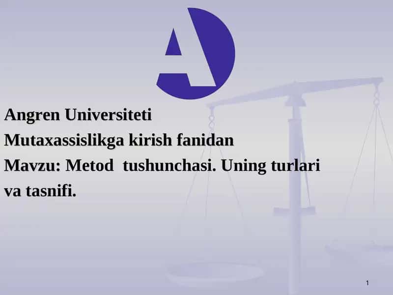 Metod tushunchasi. Uning turlari va tasnifi.