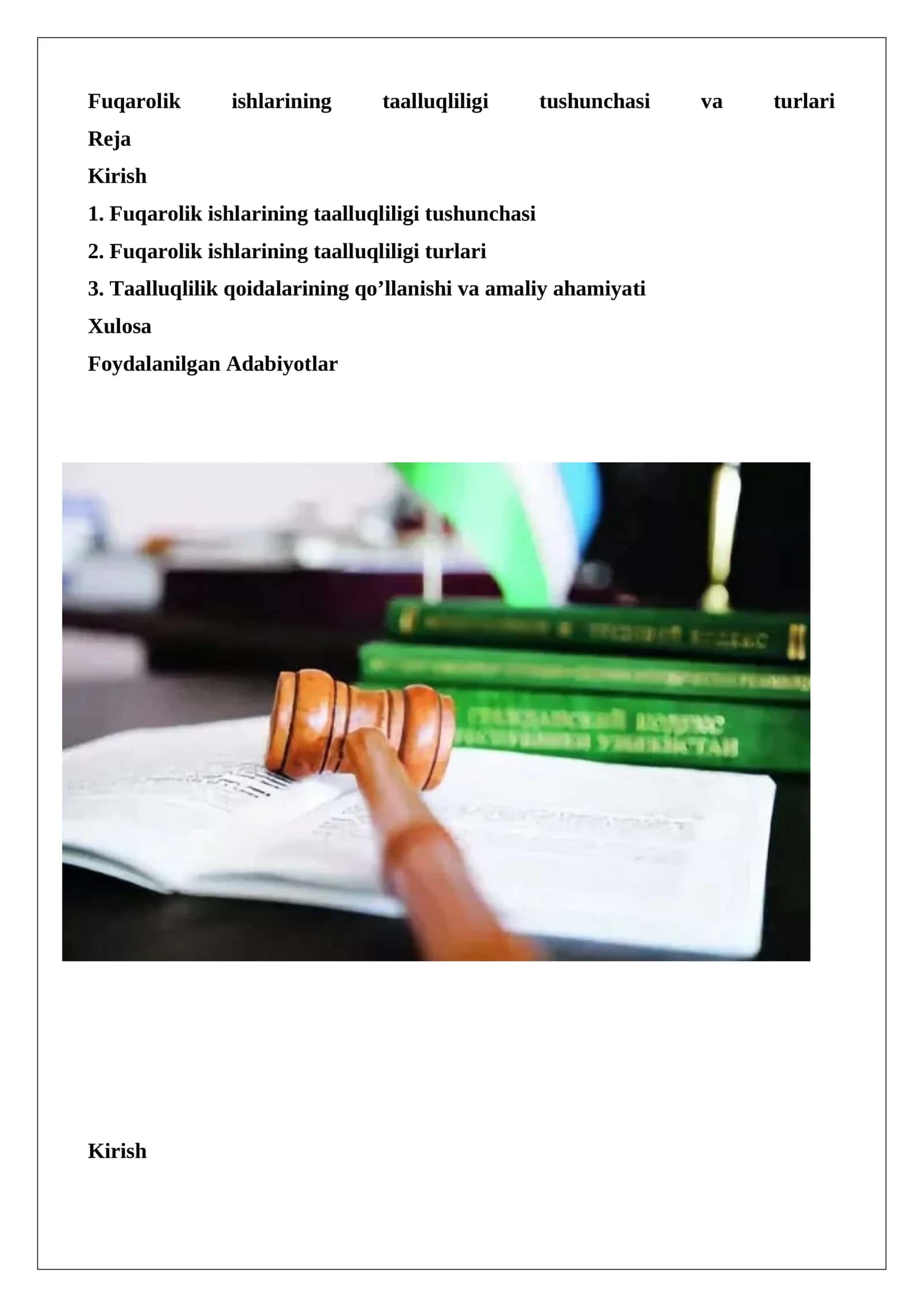 Fuqarolik ishlarining taalluqliligi tushunchasi va turlari