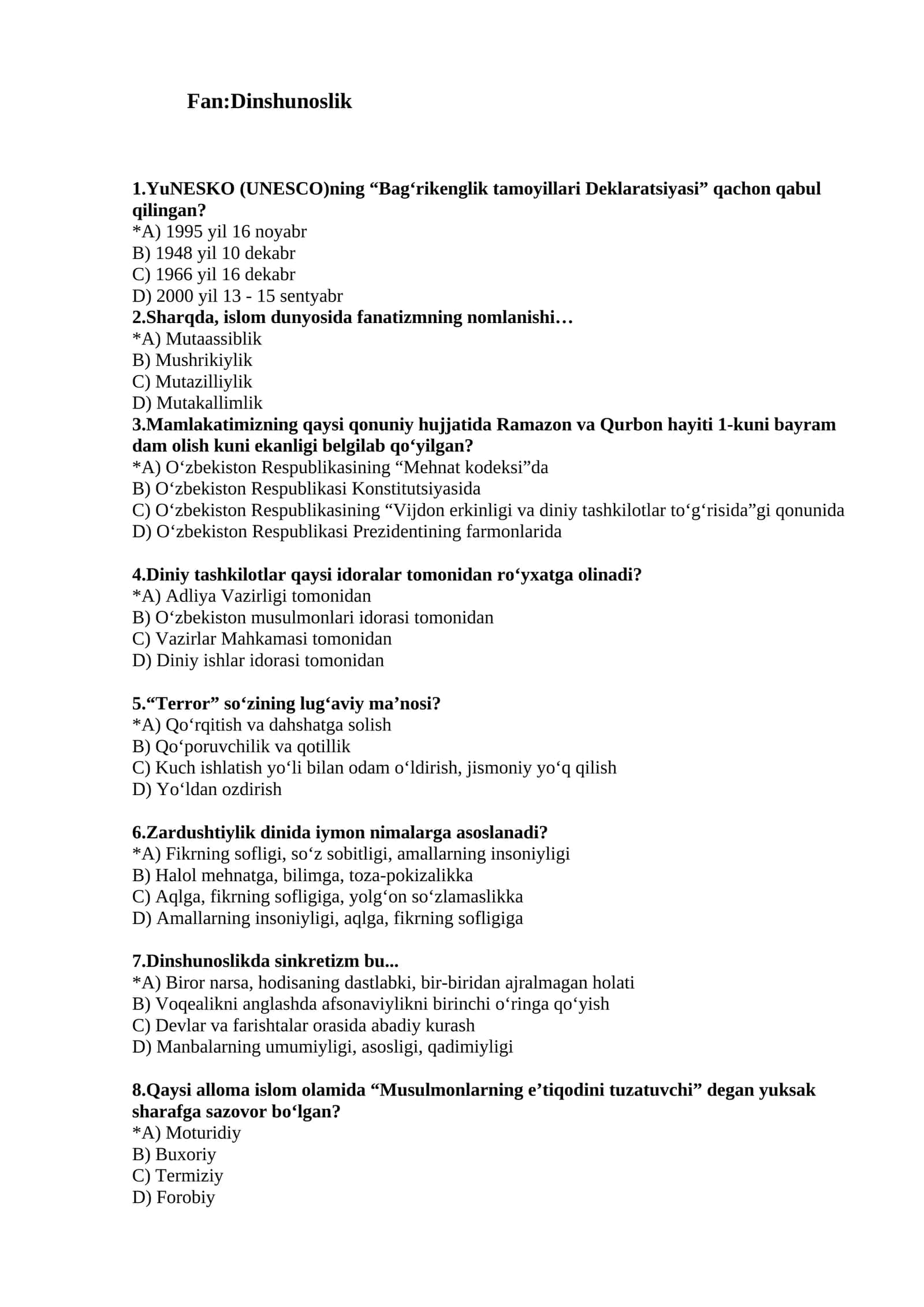 Dinshunoslik