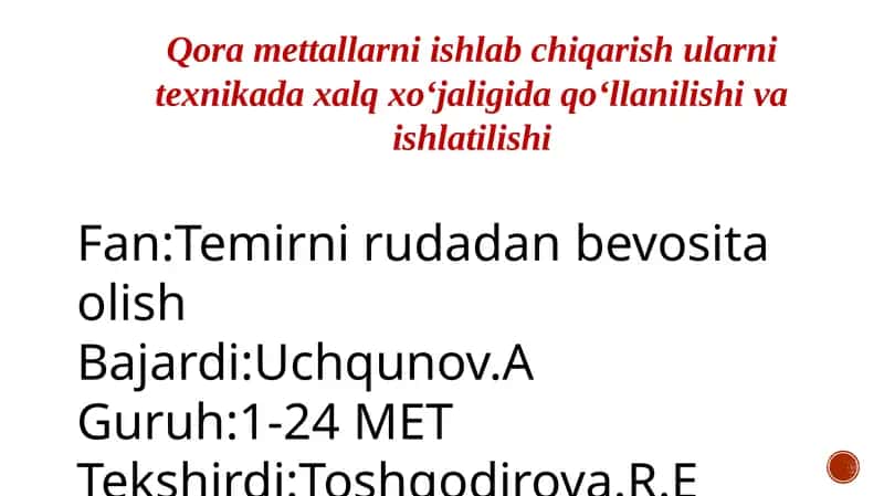 Qora metallarni ishlab chiqarish