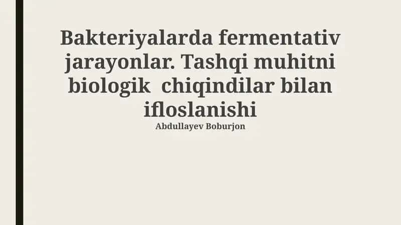 Suvning bakteriyalar bilan ifloslanishi