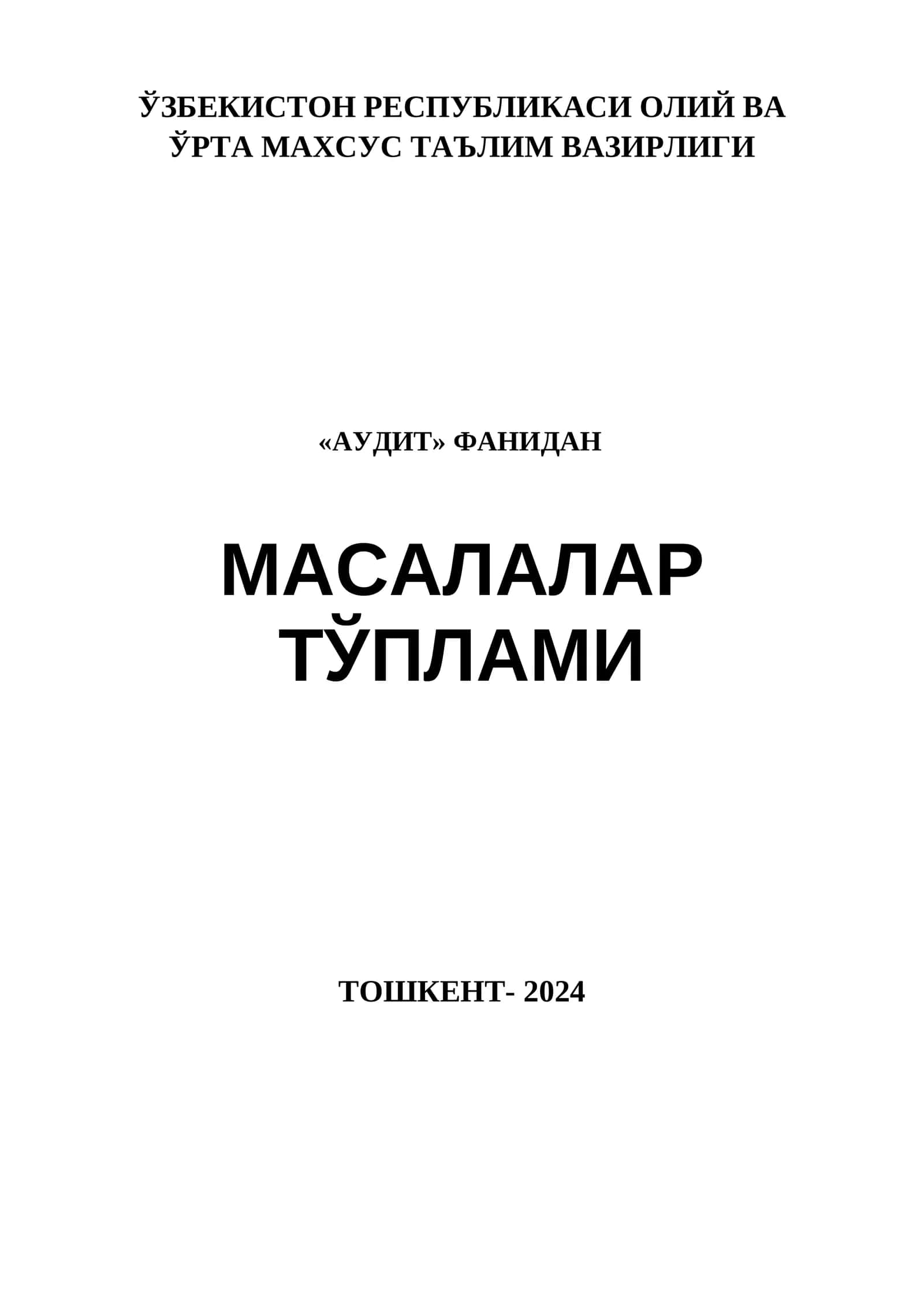 AUDIT FANIDAN MASALALR TO'PLAMI