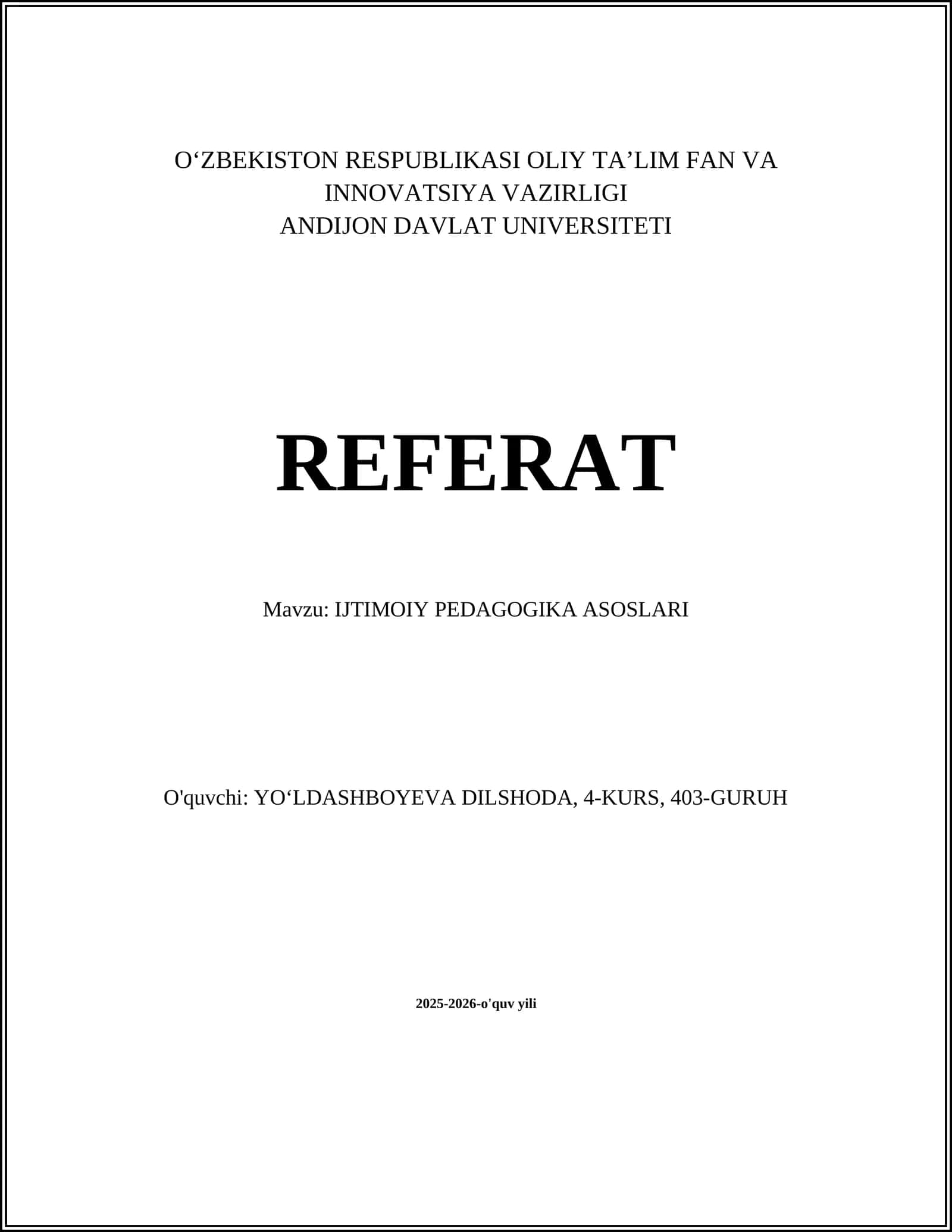 Ijtimoiy Pedagogika Asoslari