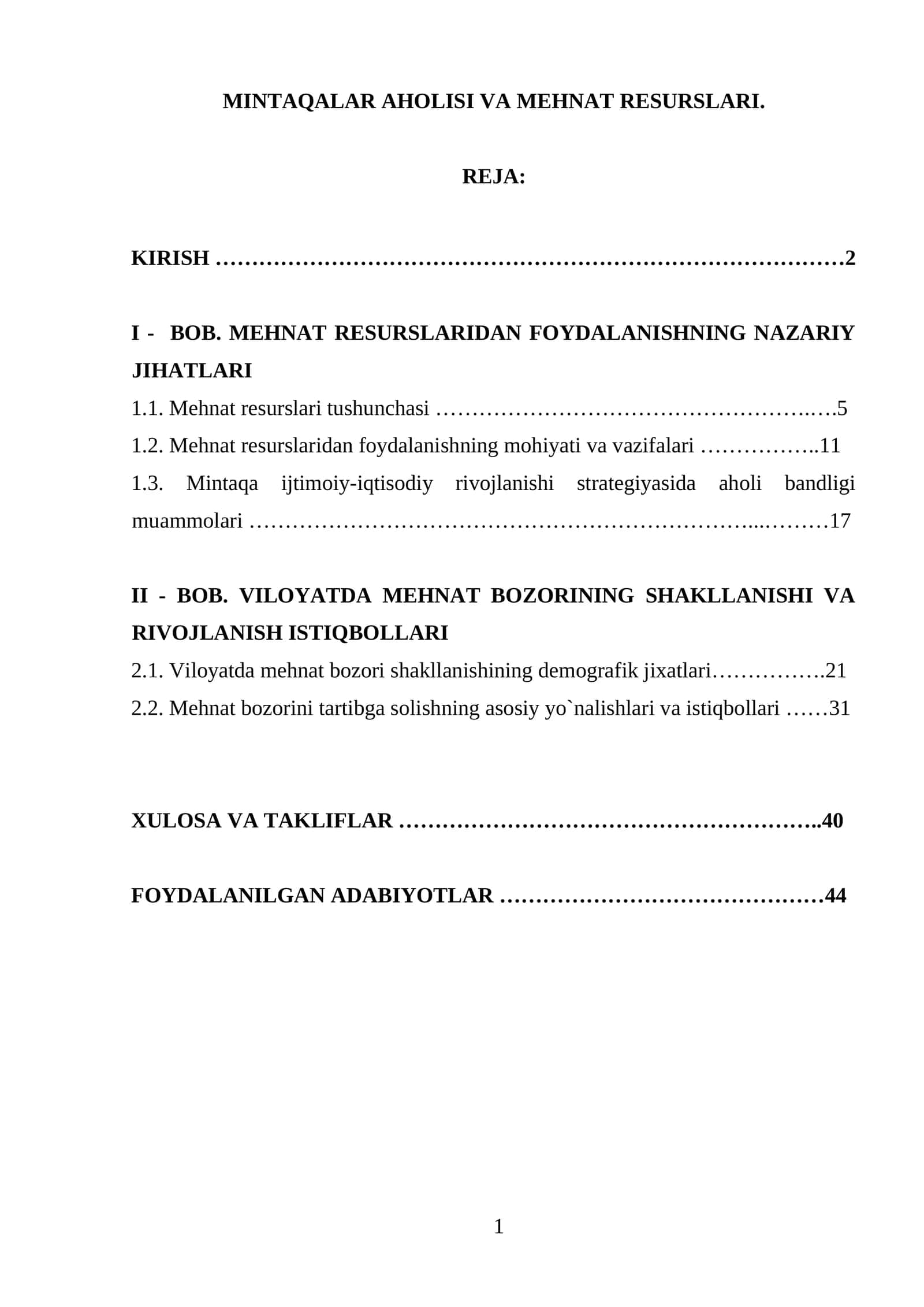 Mintaqalar aholisi va mehnat resurslari