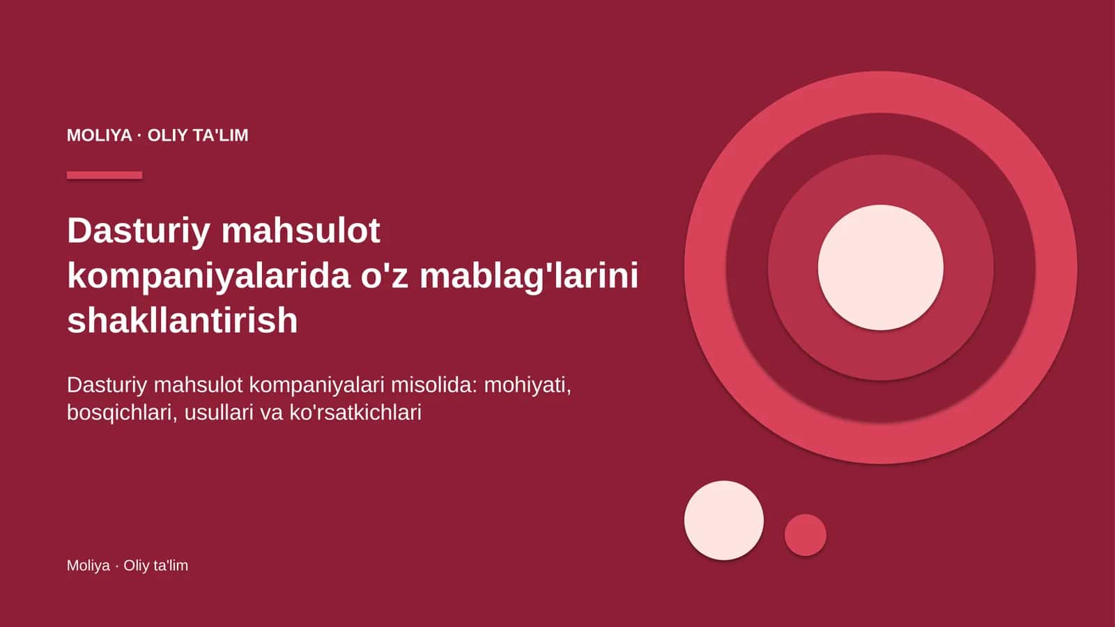 Dasturiy mahsulot kompaniyalarida o'z mablag'larini shakllantirish