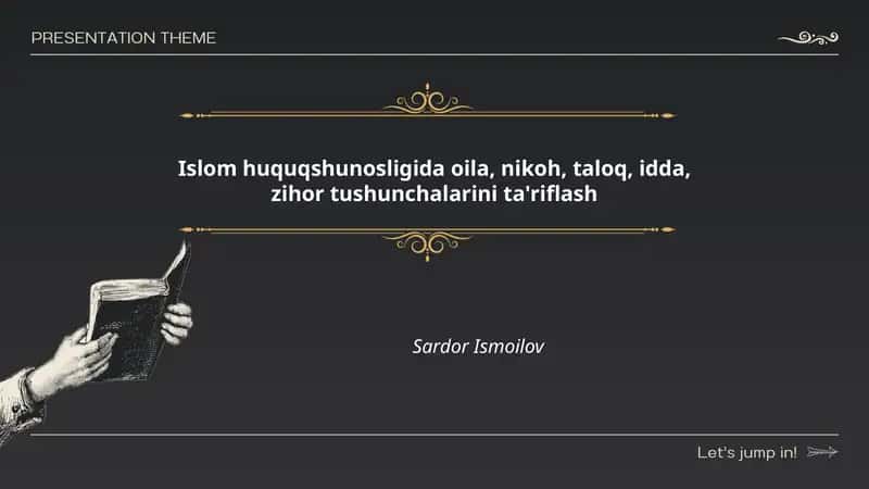 Islom huquqshunosligida oila, nikoh, taloq, idda, zihor tushunchalarini ta'riflash