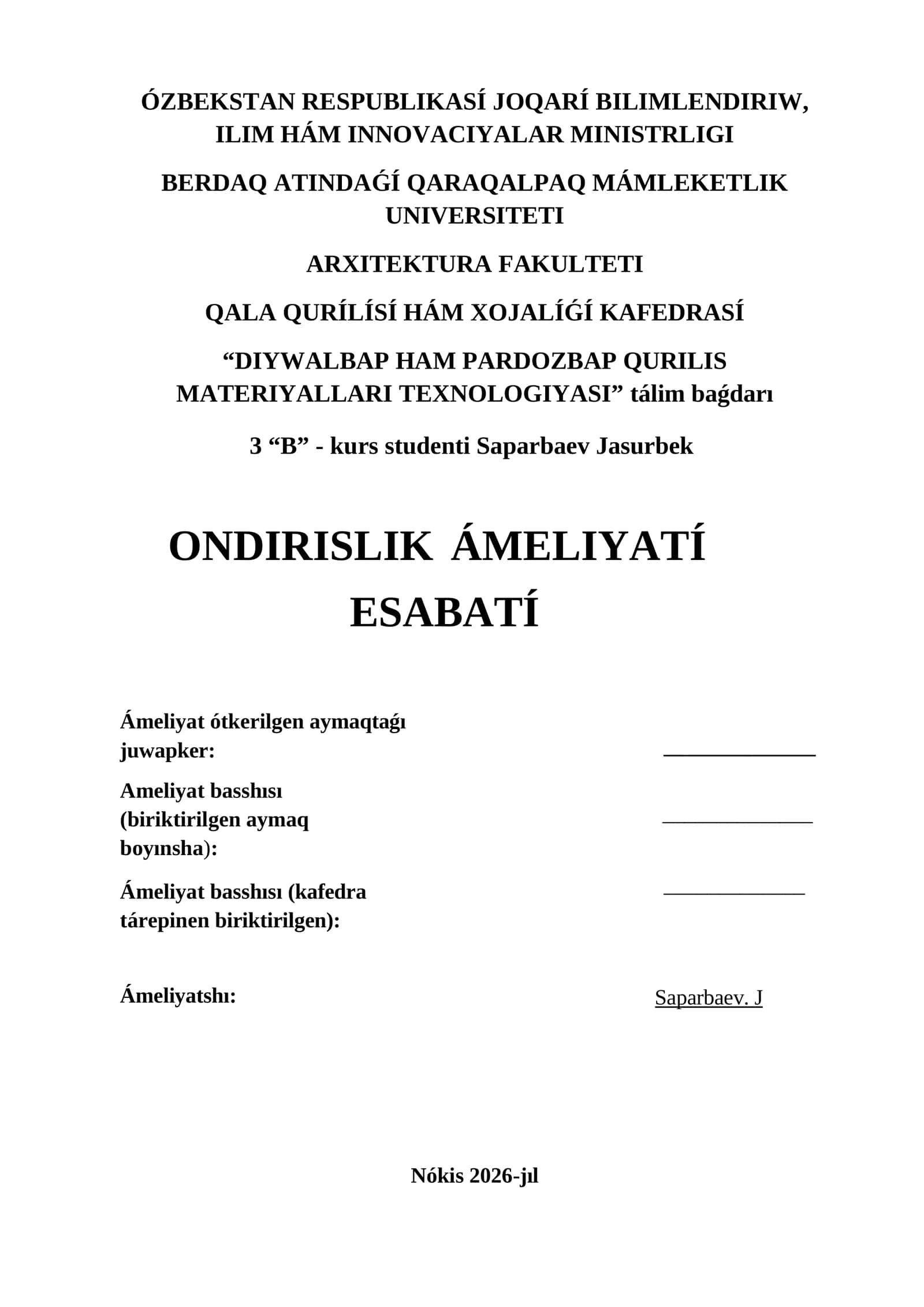 Ondirislik ámeliyatí esabatí