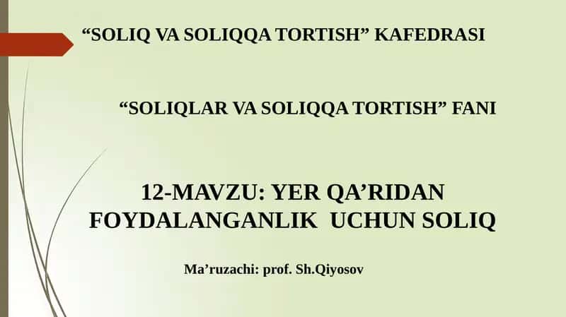 SOLIQLAR VA SOLIQQA TORTISH