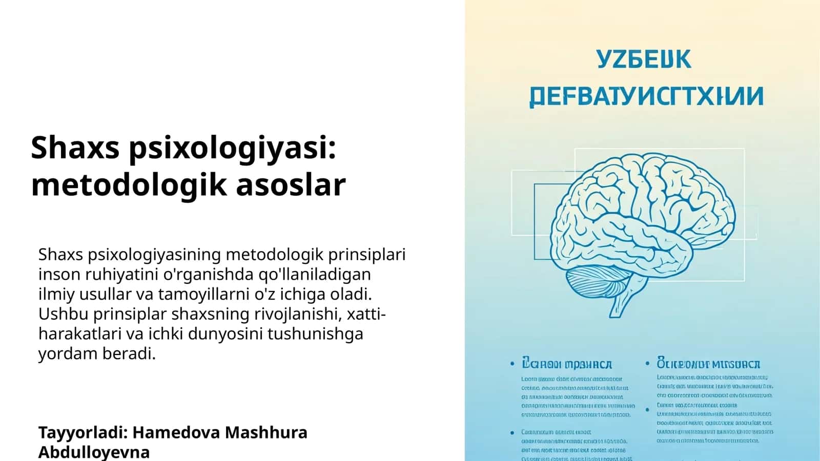 Shaxs psixologiyasi: metodologik asoslar