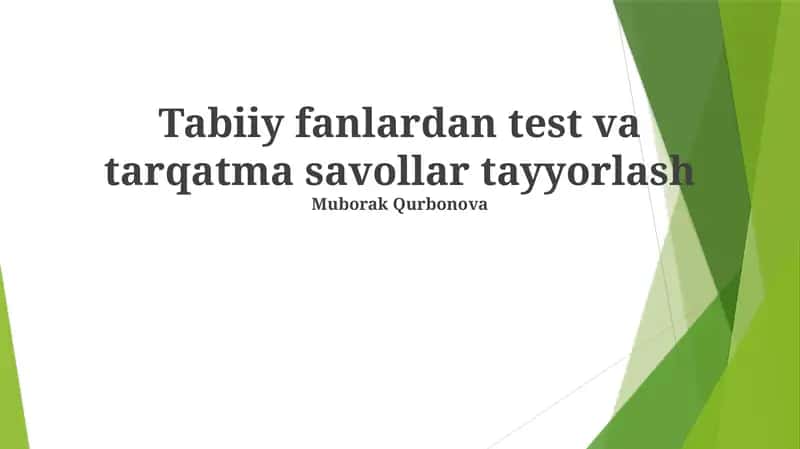 Samarali Test Savollari Dizayni