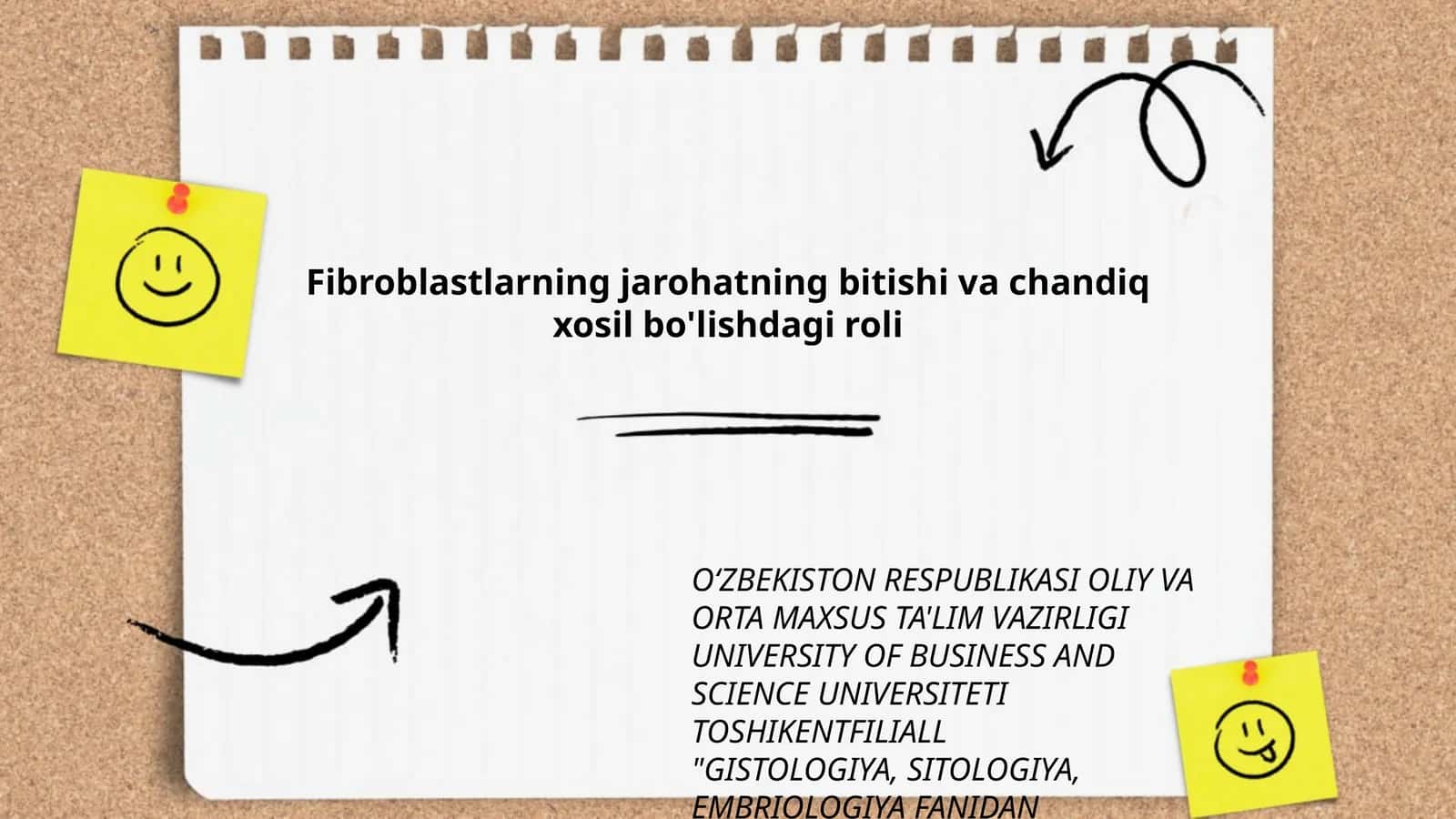 Fibroblastlarning jarohatning bitishi va chandiq xosil bo'lishdagi roli