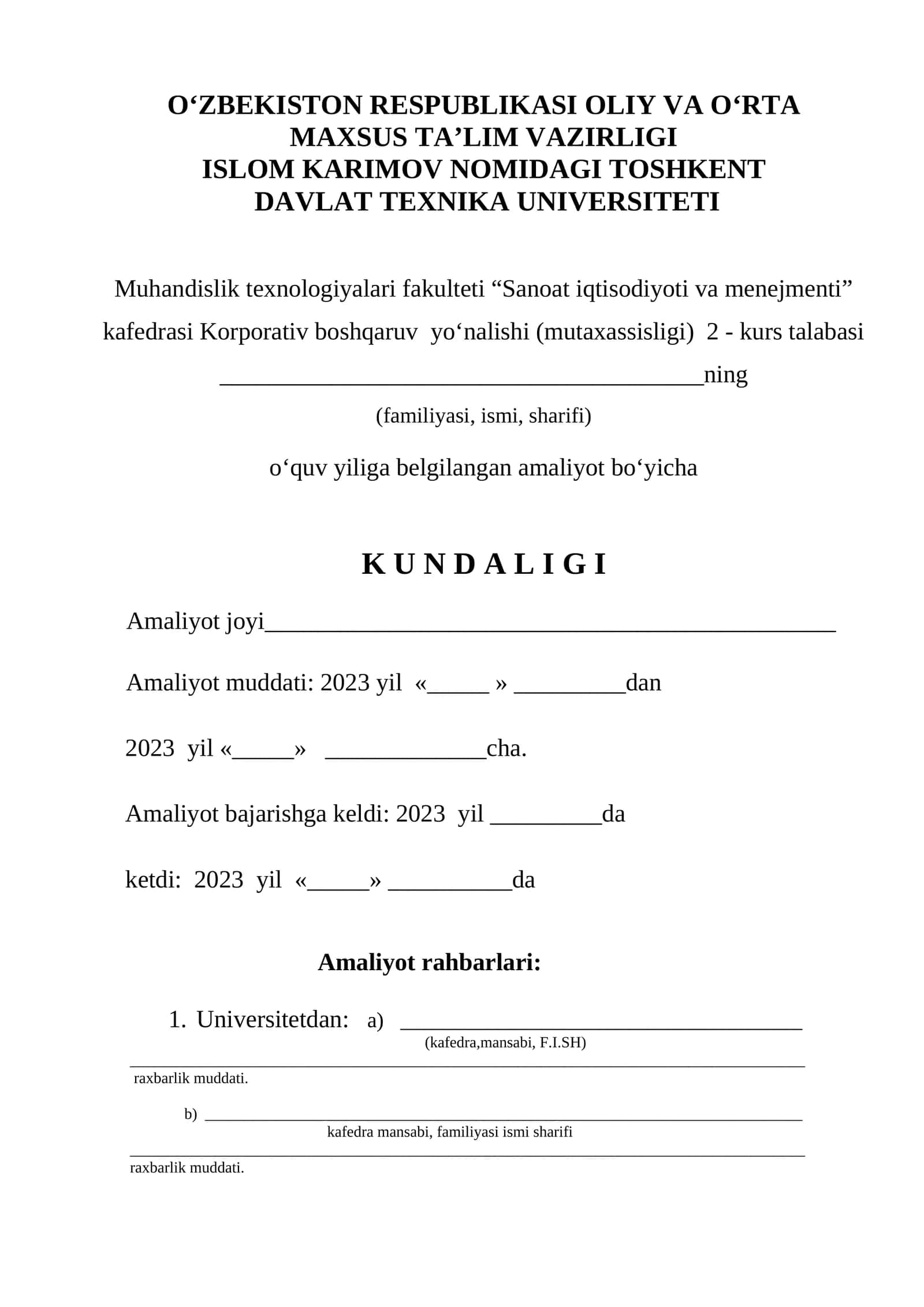 Korporativ boshqaruv yo‘nalishi amaliyot