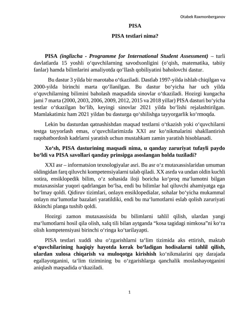 PISA testlari