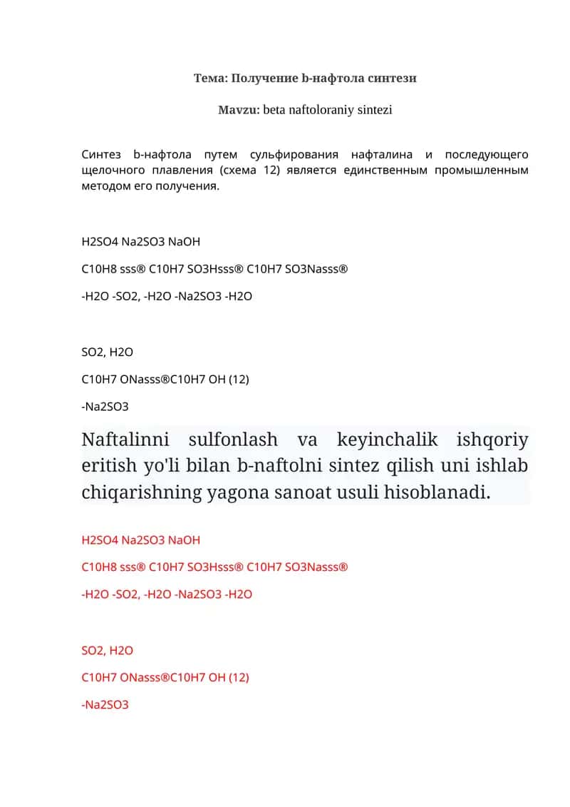 b-naftol sintezi