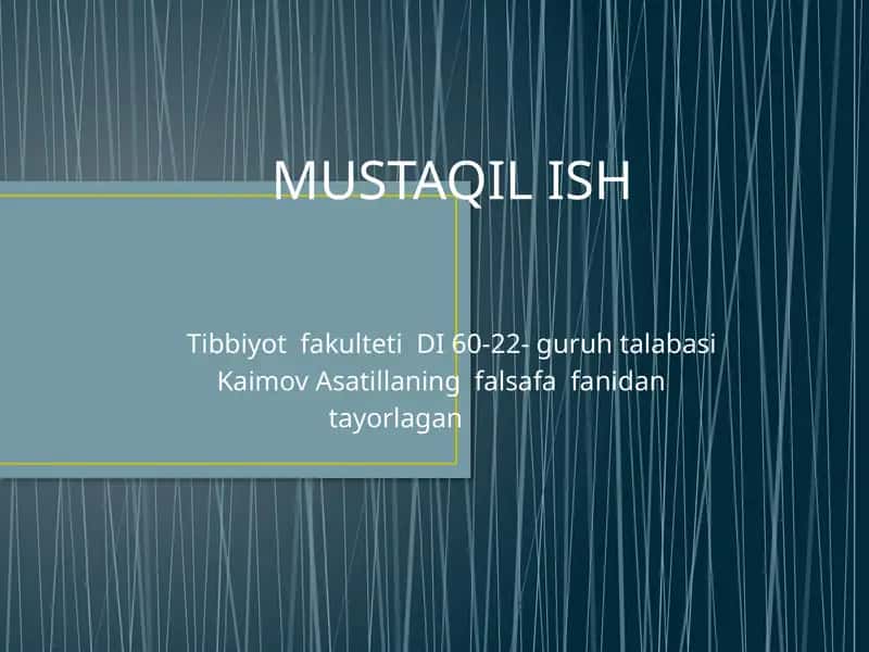 MUSTAQIL ISH