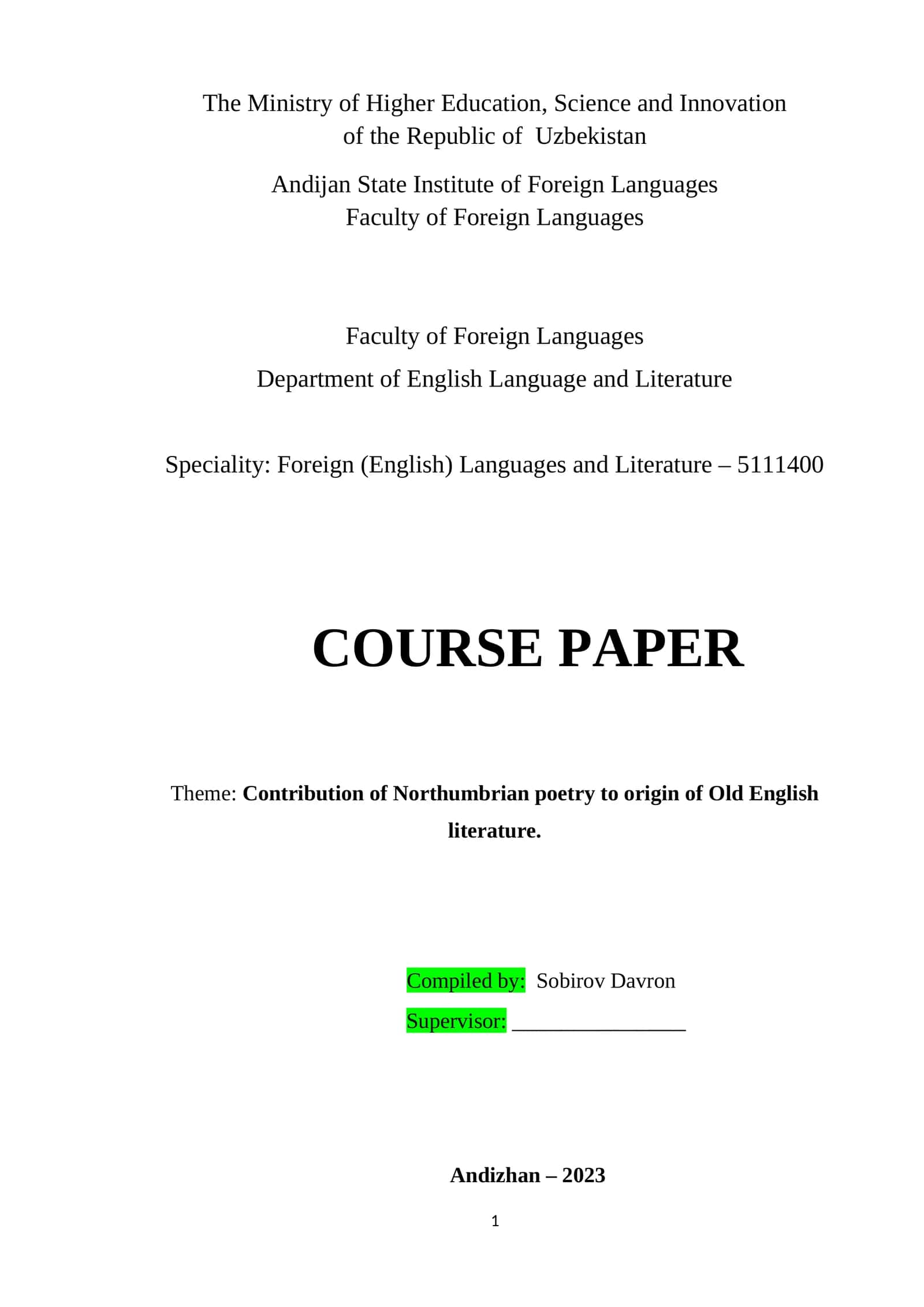 CONTRIBUTION OF NORTHUMBRIAN POETRY TO ORIGIN OF OLD ENGLISH LITERATURE